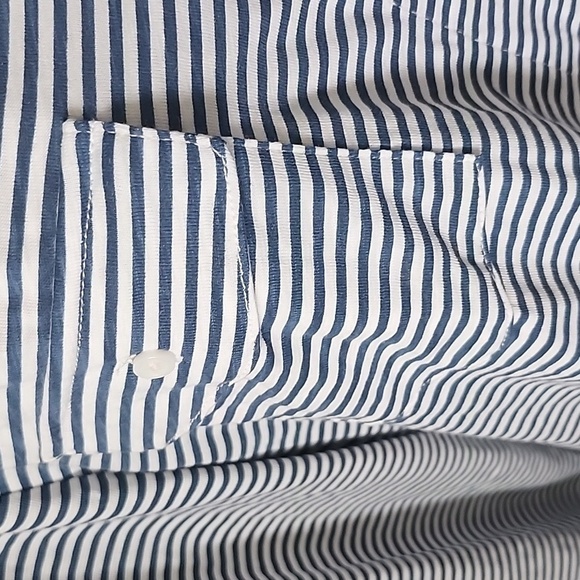 Croft & Barrow Slate Blue and Off White 3/4 Sleeve Button Down Blouse NWT - Picture 5 of 11